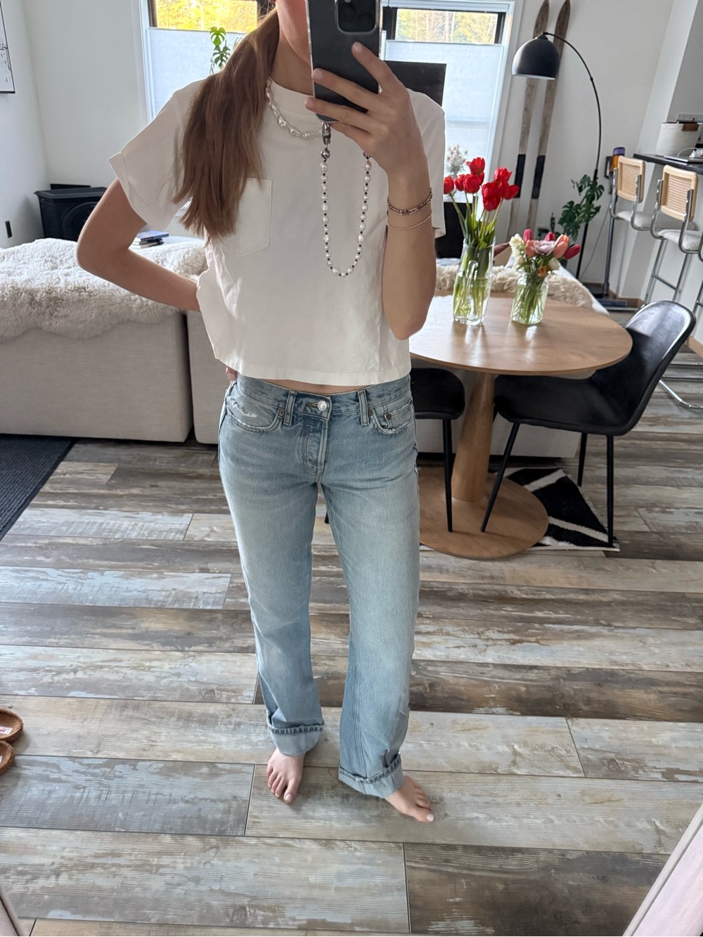 Re/Done Light Blue Straight-Leg Women's Jeans
